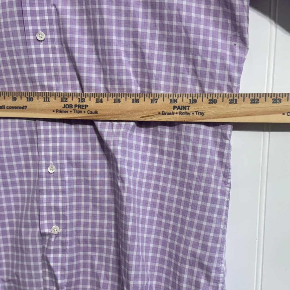 LEDBURY Slim Fit‎ Shirt 17 Purple Gingham Check Spread Collar Luxury Shirting - Picture 5 of 7